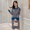 Two Piece Dress Autumn Spring Women Elegant Sweater Pullover + Pleated Skirt 2 Set Knitted Midi Slim Suit