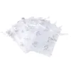 100 pcs 10x12 cm Organza Tissu Petit Cadeau Emballage Paquet Cordon Sacs Toute Remise En Vrac Blanc