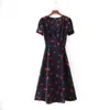 Summer Bohemia Floral Puff Sleeve dress women print backless Womens Sexy party Women Bottom Dresses clothes 210420