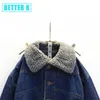 Filles Garçons Manteau Haut Automne Hiver Chaud Enfants Veste Survêtement Enfants Vêtements Bébé Fille Hiver Veste Manteau Jean Denim Vestes H0909