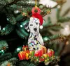 2021 NUEVO PERRO LINEO PERRO DE NUEVO Árbol de Navidad Ornamento de Navidad Bola a prueba de estrellas Figuras Decoración Partido DIY Bendición Puppy Deer Colgante Escultantes Regalo