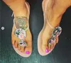 Lager storlek kvinnor sandal sommar explosion diamant kvinna sandaler kvinnliga kristall tofflor gelé skor platt med mode strand skor y0721