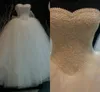 Incredibili abiti da sposa in pizzo con perle Abito da ballo senza spalline in tulle Abito da sposa da donna taglie forti Abiti da sposa