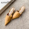 SOPHITINA Sandalias Mujeres Conciso Alta Calidad Cuero de Vaca Slip-on Zapatos Transpirables Elegante Cómodo Señora Zapatillas SO482 210513