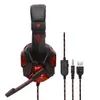 Stereo-Over-Ear-Gaming-Kopfhörer, tiefer Bass, Spiel-Kopfhörer, Headset, kabelgebundener Kopfhörer mit Mikrofon-Licht für PC-Computer-Gamer