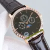 Eternity Zegarki K6F Uaktualnienie Wersja 43175 / 000R-B343 CAL.112QP Automatyczne mrożone Out Mens Watch Moon Phase Perpetual Kalendarz Kalendarz Czarny Dial Rose Gold Case Diamonds Wezel