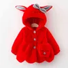 Automne Hiver Chaud À Capuchon Bébé Vestes Mignon Lapin Oreilles En Peluche Bébés Manteau De Noël Vêtements D'extérieur Fille Vêtements Cadeau D'anniversaire 211204