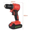 Professional Electric Screwdrivers 24V Impact Cordless Drill 1800RPM 1-24N.M Screwdriver 500W Powerful Power Tools Hammer Drills With 2 Batt