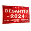 Desantis Make America Make Make Florida 2024 Red Flag鮮やかなカラーUVフェード耐性二重ステッチ装飾バナー90x150cmデジタルプリント卸売