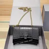 Mini bolsos de hombro de noche para mujer Diseñadores Cocodrilo Reloj de arena Cross Body Chain Bag Lady Alligator Purse Luxury Totes Carta Lentejuelas Lindo de alta calidad