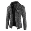 Men Cardigan Swater 2021 Осень и зима Новый Мужской Длинный Свитер Свитер с длинным рукавом Отворачивает Кардиган Кнопка Кнопка Свитер Свитер Прилив Теплый Y0907