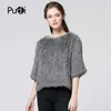 CR004 pullover women real rabbit fur knitted coat jacket vests wraps smock overall 11 colors black beige T191118