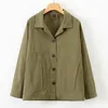 Veste d'automne étudiante coréenne étudiante Harajuku armée vert veste d'outillage lâche simple boutonnage couleur unie 210507