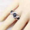 Silver-Color Women Fashion Party Costume Natural Black Stones CZ Długa Dynda Kolczyki / Naszyjnik / Bransoletka / Zestawy biżuterii Ring H1022