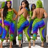 Dames Jumpsuits Rompertjes Adfvat Kleurrijke Print Schede Jumpsuit Vrouwen Mouwloze Halter Skinny Casual Romper Sexy Backless Mode Catsuit