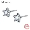 Clear Stars Shape Cubic Zirconia Stud Earrings for Girls Fashion Ear Studs Jewelry 925 Sterling Silver Bijoux Brincos 210707