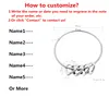 Heart Bead Charms Bracelet Custom Stainless Steel Bangle for Women Personalized Laser Engraving 1-8 Name Friendship
