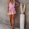 Pink Bohemian Tie-dyed Bikini Cover-ups Sexy Spaghetti Strap Summer Beach Dress Chiffon Tunic Women Swimsuit Cover Up A401 210420
