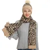 M334 nuevo Otoño Invierno mujer gorro de punto cálido gorros leopardo bufanda guantes 3 unids/set