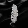 Brooches Luxury Crystal Feather Daisy Silver Jewelry Chest Suitable for Women's Cute Zircon Pins Dress Coat Accessories G230529