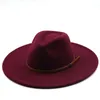 Fedora Hat Women Mean Large Brimトップキャップの女性男のジャズパナマキャップメンズレディース大きな正式な帽子秋冬の卸売