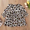 Leopard Pasgeboren Meisjes Kleding Jurk Lente Herfst Kinderen Outfits Lange Mouw V-hals Babyjurken met PRINT Riem Gesp Meisje Kleding