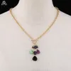 Pietre di pietre naturali perle a sospensione Catene in oro Collana regolabile per donne Gioielli Boho Crystal