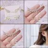 Charm Earrings Jewelry Korean Trendy Bling Zirconia Wing Tassel Earring For Women Aaa Transparent Zircon Temperament Shining Stud Pendant Gi