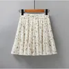 2021 Zomer Nieuwe Koreaanse versie Kleine verse golfpunt chiffon rok hoge taille dunne geplooide veiligheid rok broek x0428