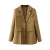 XITIMEAO Femmes Mode Casual Manteau Porter Blazers Vintage Manches Longues Poches Femelle Survêtement Chic Tops 210604