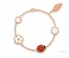 Van Clover Bracelets Designer 2024 Série Coccinelle Mode Trèfle Charme Bracelets Bracelet Chaîne Haute Qualité S925 Argent Sterling 18K Or Rose pour Femmes Filles