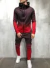 Мужчины наборы двух частей куртки плед пальто пружины хип-хоп уличный танец плед напечатан свободный костюм пару одежда мода трексуит x0909