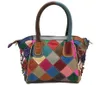 Настоящая кожа мода повседневная красочный дизайн плечевой мешок мешок мешок цветок цвет блокировки сплещенные сумки женские сумки вечерние сумки