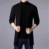 Pull manteaux hommes mode automne hommes Slim longue couleur unie tricoté veste mode hommes pull décontracté Cardigan manteaux 211006