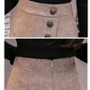 Höst Vinter Kvinnor Shorts Solid Knapp Zipper Hög midja Svart Kjolar För Koreansk Mode Kläder Chic 7635 210510