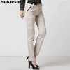 Calça de cintura alta para mulheres calças de verão outono do escritório de algodão formal calça lápis feminino sutits plus size xxl 210412