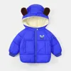 Arrival Winter Baby Toddler Animal Mouse Letter Print Pocket Hooded Down Coat Boy Jackets 210528
