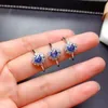 Cluster Rings Shilovem 925 Silver Sterling Real Natural Sapphire Fine Jewelry Party Trendy Open Wedding Bands Gift MJ0405882AGL