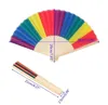 Chinese Style Colorful Rainbow Folding Hand Fan Party Favors Wedding Souvenirs Giveaway For Guest