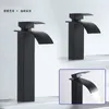 Black paint waterfall faucet washbasin bathroom cabinet Nordic hot and cold single hole faucets