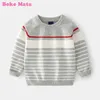 Beke Mata baby pojke tröja 2021 Höst randig toddler toppar pullover cotton stickade barn tröjor för pojkar barn kläder y1024