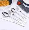 Serveringar Satser Guld Svart Silverware Satin Finish 20piece Rostfritt stål bestick set porslin bestick service 5 redskap för kök diskmaskin säkra