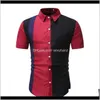 Chemises Vêtements Vêtements Drop Livraison 2021 Mode d'été Casual Boutique Manches courtes / Hommes Slim Colorblock Chemise à revers Vj5B # Eix9B