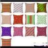 Fuwatacchi färgglada randiga tryckta kuddeväska Geometrisk mönster Kuddehölje för hem soffa säte Dekorativa kasta örngottar Gaoi7 fmbrb