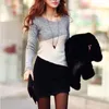 Etnisk kläder Autumn Knitting Dresses Wonen Winter Patchwork Color O Neck Long Sleeve Mini Female Elegant Party Culb Mantedklänning