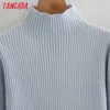 Tangada chic Femmes beige turtleneck pull vintage dames style court cavalier tricoté tops 2W37 210609