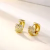 Kvinnor Stud Örhängen Kristall Tre Row Diamond Classic Platinum Zircon Clip Gold Silver Plated