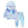 Herbst Winter Säuglingsbaby Jungen Mädchen Langarm Hoodie Top + Hosen Kleidung Sets Kinder Junge Mädchen Tie-Dye Pleuche Kleidung Anzug 210521