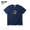 Casual T-shirt Moon Graphic Men Big Size Base Summer Short Sleeve Simple Cotton Chic