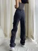 Cheeky rechte jeans voor vrouwen hoge taille losse niet-stretch denim met slanke ontspannen fit vintage geïnspireerde aanvoelende broek 210708